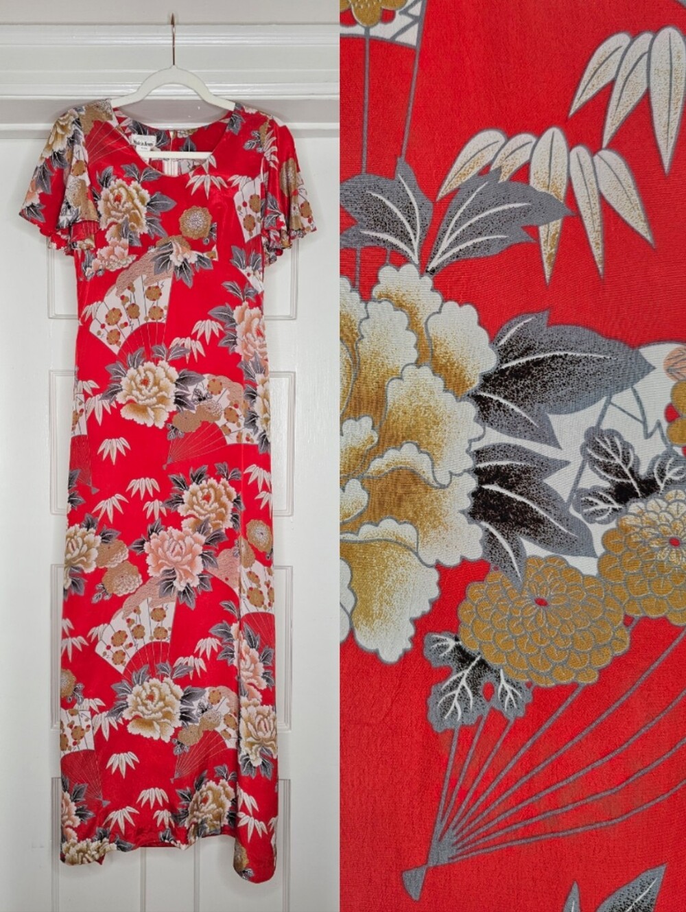 VTG 70s Hawaiian Floral Print Maxi Dress